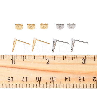 16Pcs 2 Colors 201 Stainless Steel Stud Earring Findings with Hole EJEW-FS0001-17-1