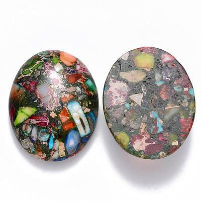 Synthetic Gold Line Imperial Jasper Cabochons G-R457-02D-1