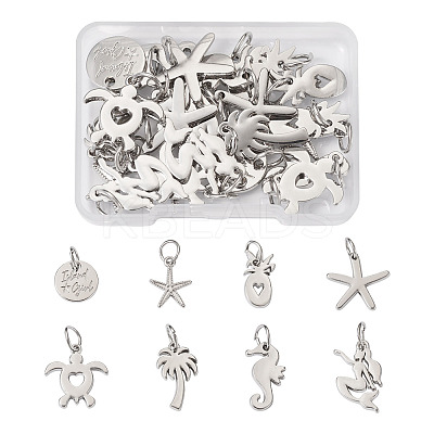 32pcs 8 Style Rack Plating Alloy Pendants FIND-EL0001-04-1