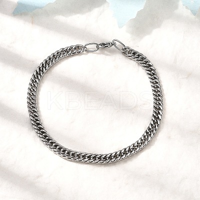 304 Stainless Steel Cuban Chain Bracelets for Men BJEW-B140-06B-1