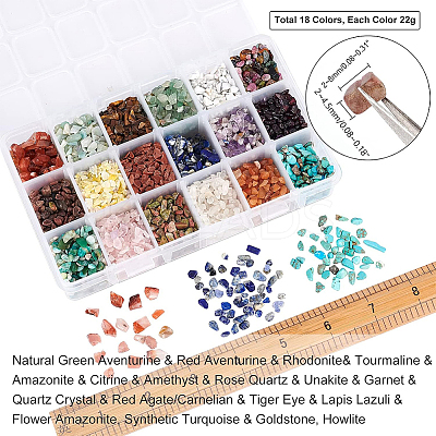 396G 18 Style Natural & Synthetic Gemstone Chip Beads G-NB0002-64-1