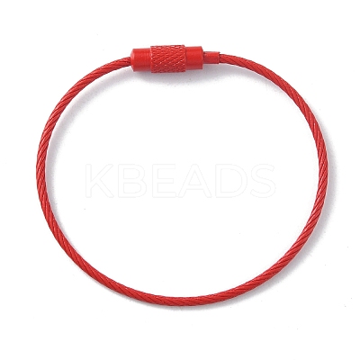 Baking Paint Stainless Steel Cable Wire Keychain AJEW-WH0413-15G-1