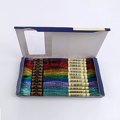 12 Skeins 12 Colors 6-Ply Metallic Polyester Embroidery Floss PW-WG88402-02-1