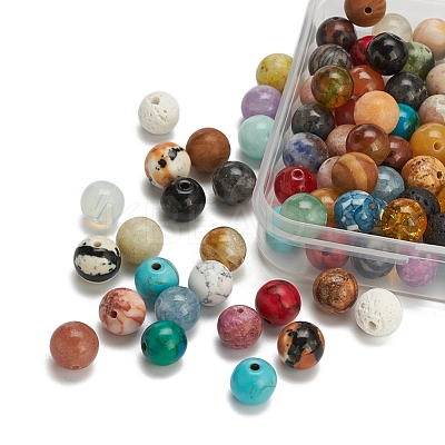 100Pcs Natural & Synthetic Gemstone Beads G-YW0001-11-1