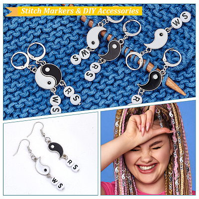 Yin Yang Alloy Enamel Pendant Locking Stitch Markers HJEW-AB00101-1