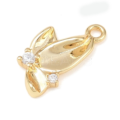 Brass Micro Pave Clear Cubic Zirconia Charms KK-G545-12G-1