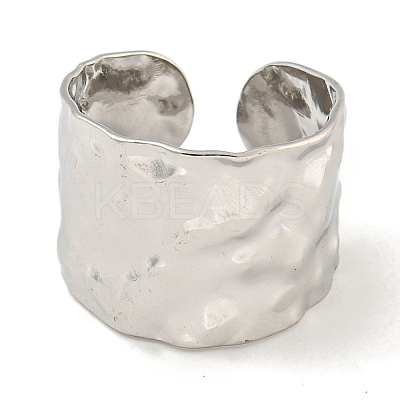 Non-Tarnish 304 Stainless Steel Hammered Open Cuff Ring RJEW-A043-08P-1