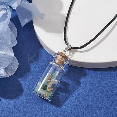 Glass Wish Bottle Pendant Necklace NJEW-JN04609-01-1