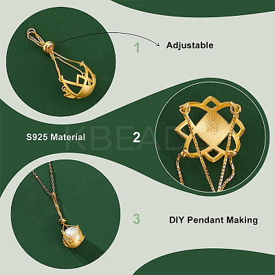 1Pc Sterling Silver Flower Pendant Blank for Irregular Gemstone Cabochon Pendant Settings FIND-PH0017-33G-1
