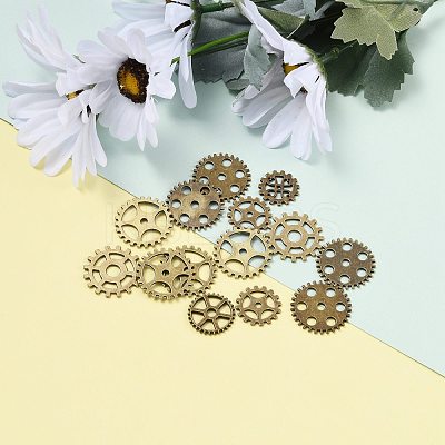 Metal Alloy Steampunk Gear Charms Connectors Cog Pendants TIBEP-X0021-01AB-FF-1