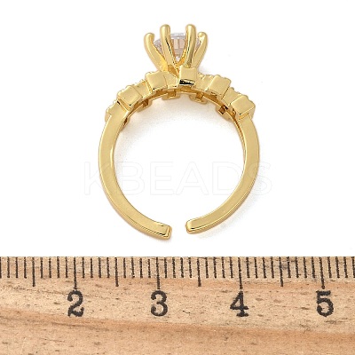Round Brass Micro Pave Clear Cubic Zirconia Cuff Rings RJEW-C120-28G-1
