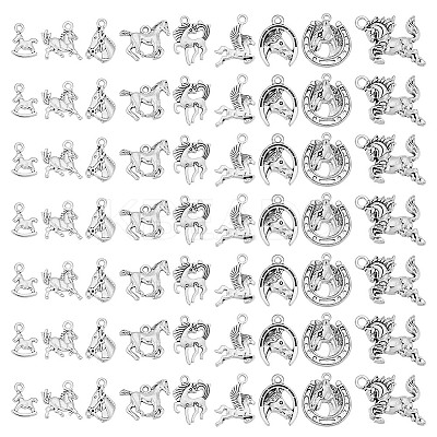 90Pcs 9 Styles Tibetan Style Alloy Pendants TIBEP-AR0001-22-1
