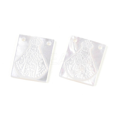 Natural White Shell Mother of Pearl Shell Pendants SSHEL-S264-002B-1