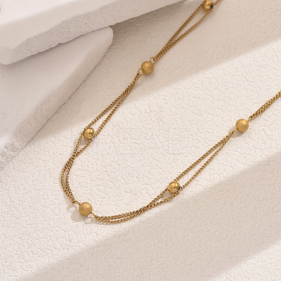 201 Stainless Steel Simple Round Beads Twisted Chain Fashionable Versatile Necklaces PL9617-1