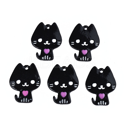 Rack Plating Alloy Enamel Spray Painted Pendants ENAM-T011-155B-1