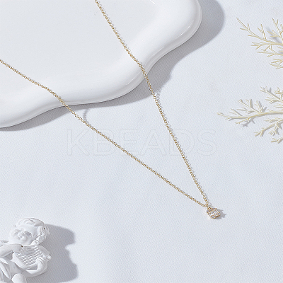 1Pc Brass Pave Clear Cubic Zirconia Rectangle Pendant Necklaces NJEW-LP0009-48-1