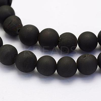 Electroplate Natural Druzy Agate Beads Strands G-G708-10mm-09-1
