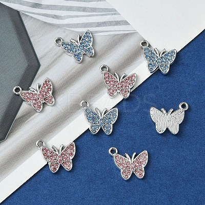 20Pcs 5 Styles Platinum Alloy Crystal Rhinestone Pendants ALRI-YW0001-22-1