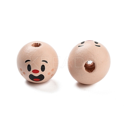 Printed Wood European Beads WOOD-G022-06I-1