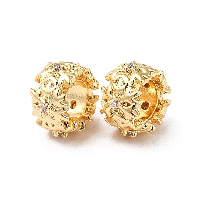 Brass Micro Pave Cubic Zirconia European Beads KK-M233-44G-1