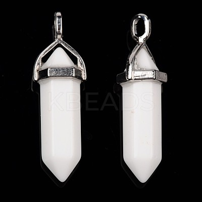 Bullet Imitation Jade Glass Pointed Pendants X-G-F295-01-1