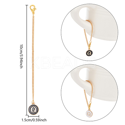 Flat Round with Letter Alloy Enamel Wine Glass Charms AJEW-AB00184-17-1