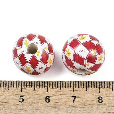 Christmas Printed Schima Wood European Beads WOOD-I015-01M-1