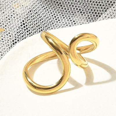 Ion Plating(IP) 304 Stainless Steel Open Cuff Ring for Women RJEW-M025-02G-1