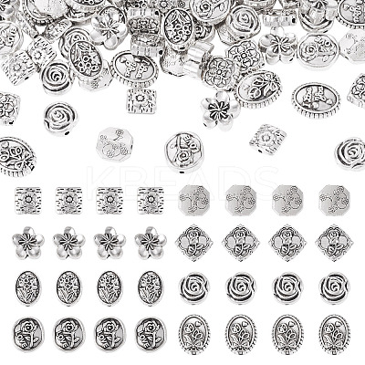 80Pcs 8 Styles Tibetan Style Alloy Beads TIBEB-TA0001-31-1