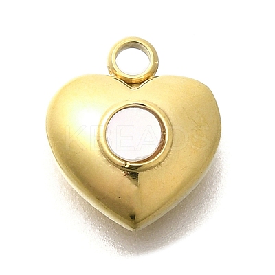 Ion Plating(IP) 304 Stainless Steel Pave Shell Heart Charms STAS-K263-60G-1