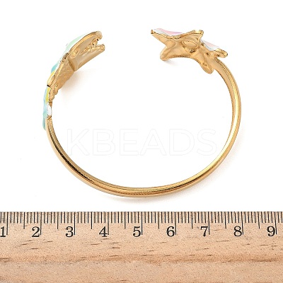 Ocean 304 Stainless Steel Enamel Cuff Bangles for Women LS-BJEW-F518-02E-G-1