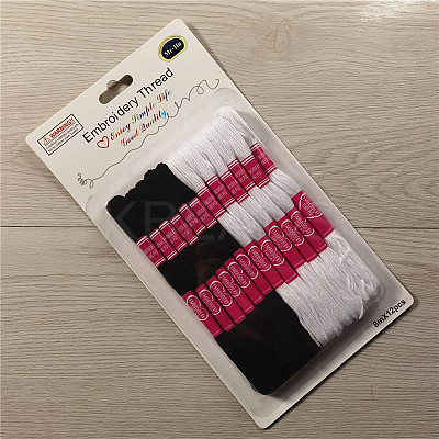 12 Skeins 2 Colors 6-Ply Polycotton(Polyester Cotton) Embroidery Floss PW22063097985-1