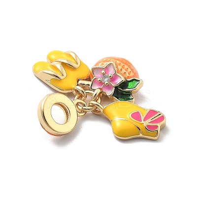 Rack Plating Brass Cubic Zirconia European Dangle Charms X-KK-Q017-35G-1