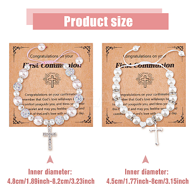 2Pcs 2 Style Cross fleury Charm Bracelets Set BJEW-FI0001-80-1