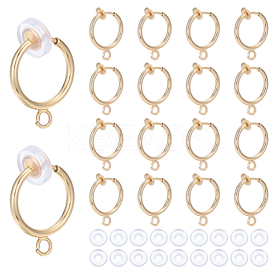 28Pcs Brass Clip-on Hoop Earring Findings KK-ME0001-30G-1