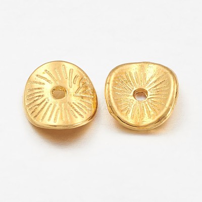 Tibetan Style Alloy Wavy Spacer Beads X-TIBEP-A11067-G-LF-1