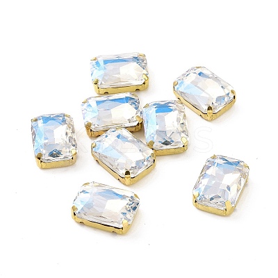 Rectangle Octagon Shape Sew on Glass Rhinestone X1-DIY-E062-01G-04-1