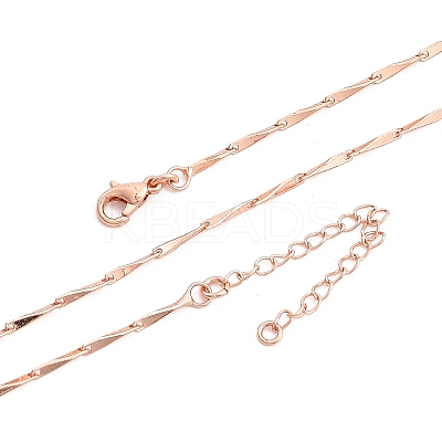 Brassl Twisted Bar Link Chain Necklaces for Men Women NJEW-G160-15RG-1