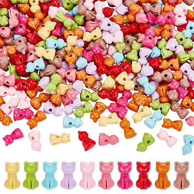 300Pcs Opaque Acrylic Kitten Beads MACR-ME0001-09-1