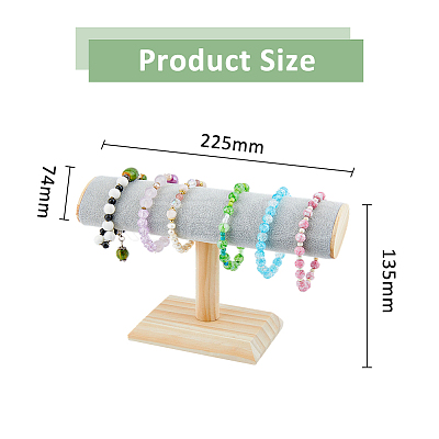 Velvet T-Bar Bracelet Display Stands with Wooden Base BDIS-WH0010-03C-1