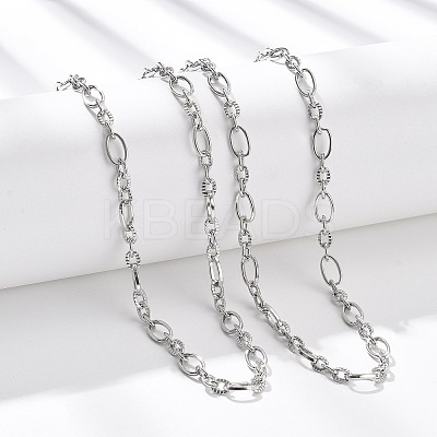 5.5MM 304 Stainless Steel Textured Oval Link Chain Necklaces NJEW-T016-12P-1