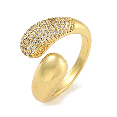 Brass Micro Pave Cubic Zirconia Cuff Rings for Women RJEW-P127-11G-1