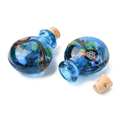 Handmade Lampwork Perfume Bottle Pendants LAMP-H072-01D-1