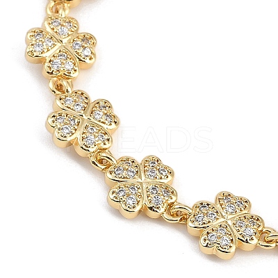 Brass Micro Pave Cubic Zirconia Link Bracelets for Women BJEW-U013-01G-04-1
