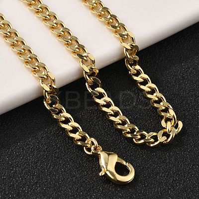 Brass Curb Chain Bracelets for Women Men BJEW-F494-01G-01-1