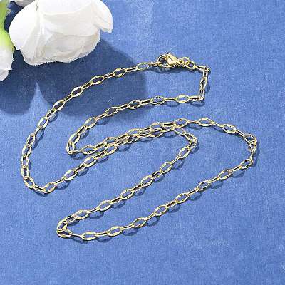 Brass Paperclip Chains Necklace for Women LS-NJEW-P265-29G-1