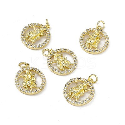 Real 18K Gold Plated Brass Micro Pave Clear Cubic Zirconia Pendants KK-E068-VB409-6-1