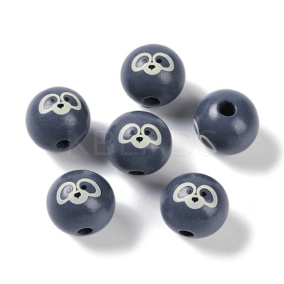 Animal Themes Printed Wood European Beads WOOD-M013-01G-1