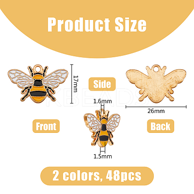48Pcs 2 Colors Alloy Enamel Pendants ENAM-DC0001-47-1