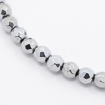 Grade A Electroplate Magnetic Synthetic Hematite Round Beads Strands G-N0014-3mm-18B-1